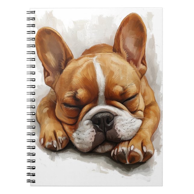 Caderno Espiral Notebook para Bulldog Francês Dormindo (Frente)