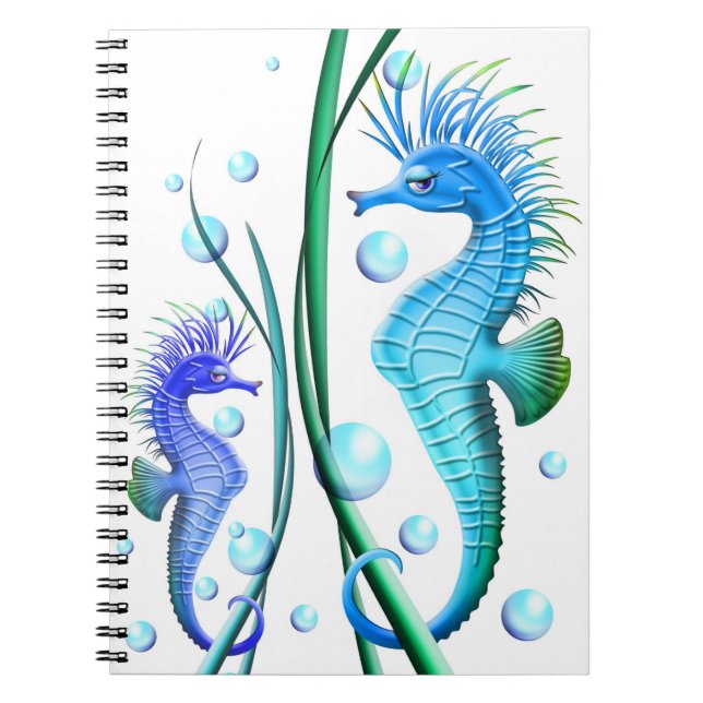 Caderno Espiral Notebook para cavalos marinhos (Frente)