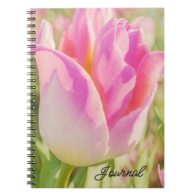 Caderno Espiral Notebook para Diário de Jardim de Tulip Rosa Grand (Frente)