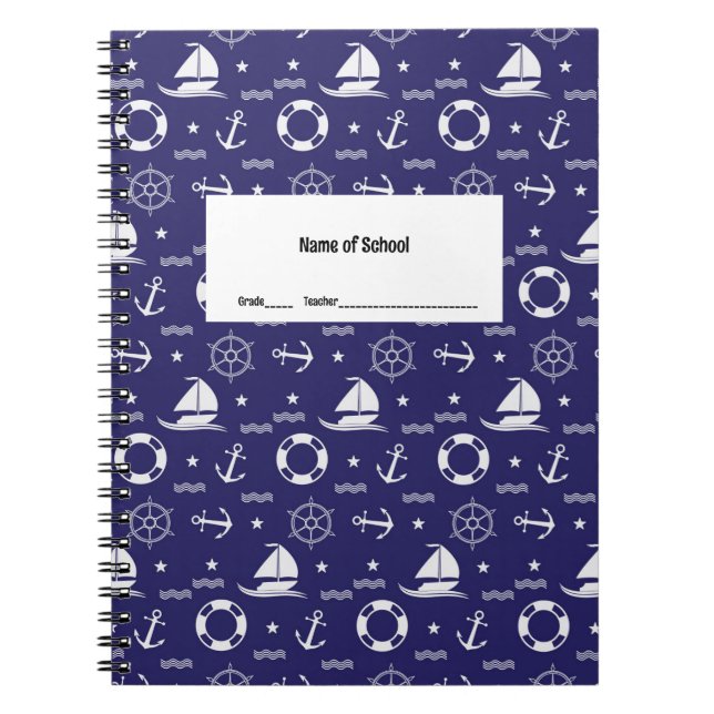 Caderno Espiral Notebook para estudantes de temas náuticos (Frente)