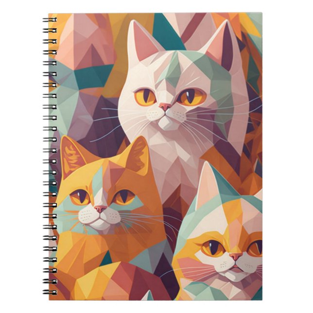 Caderno Espiral Notebook para gatos geométricos (Frente)