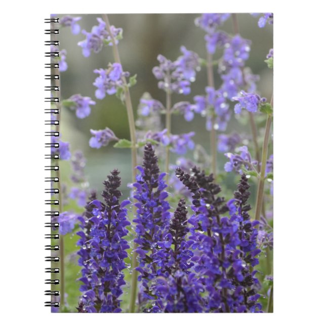 Caderno Espiral Notebook para jardim de flores roxas (Frente)