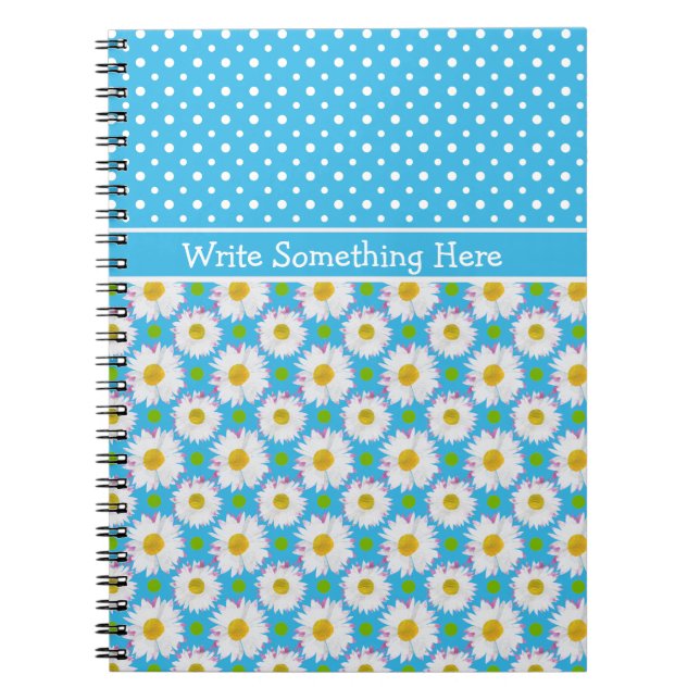 Caderno Espiral Notebook para personalizar: Polkas, Visitas em Azu (Frente)