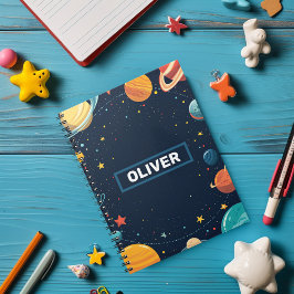 Caderno Espiral Notebook para planetas espaciais personalizados