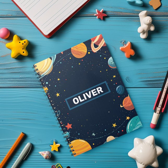 Caderno Espiral Notebook para planetas espaciais personalizados (Criador carregado)