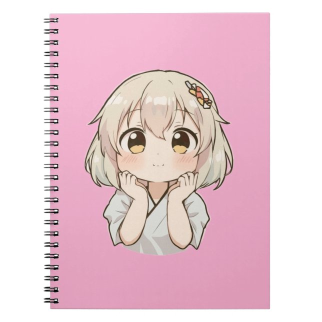 Caderno Espiral Notebook para uma garota de animação bonita - de v (Frente)