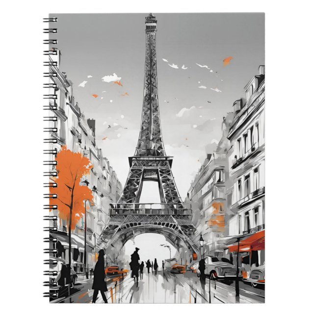 Caderno Espiral Notebook Paris Elegance - Eiffel Tower Cityscape (Frente)