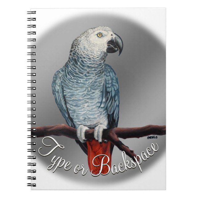 Caderno Espiral Notebook Parrot Personaliza o Sketchpad de Cinzas  (Frente)