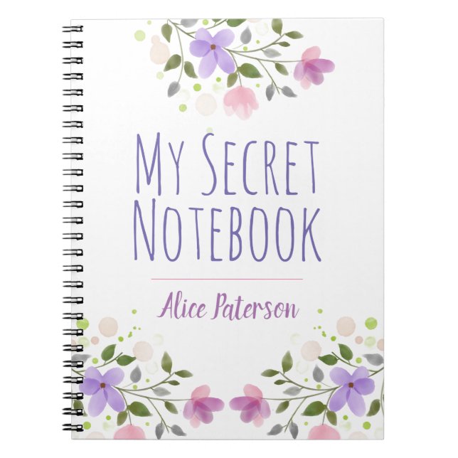Caderno Espiral Notebook particular pessoal com flores (Frente)