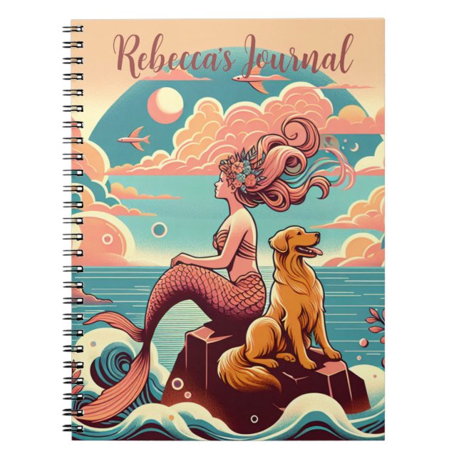 Caderno Espiral Notebook Pasta de Diário Pasta de Cachorro Sereia (Frente)