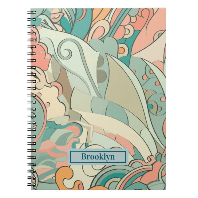 Caderno Espiral Notebook Pastel Abstrato (Frente)