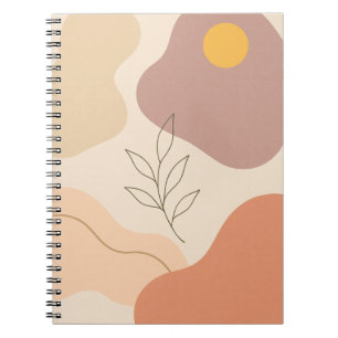 Caderno Espiral Notebook Pastel Abstrato Leaf - Boho Minimalista