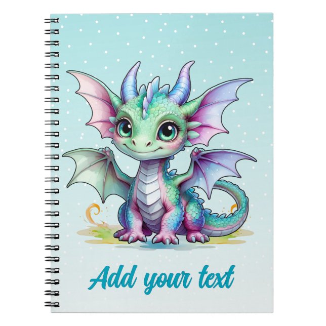 Caderno Espiral Notebook Pastel Dragon - Azul-aquático (Frente)
