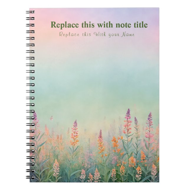 Caderno Espiral Notebook Pastel Floral rico (Frente)