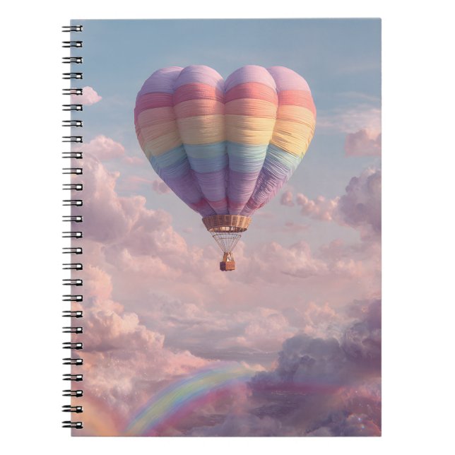 Caderno Espiral Notebook Pastel Heart Balon Sunset Rainbow (Frente)