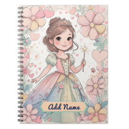 Caderno Espiral Notebook Pastel Princess - Nome Editável