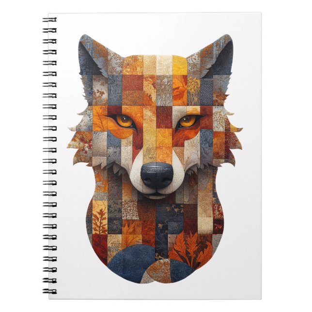 Caderno Espiral Notebook patchwork Wolf (Frente)