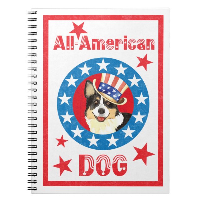Caderno Espiral Notebook Patriótico Cardigan Welsh Corgi (Frente)