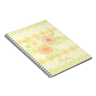 Caderno Espiral Notebook Peach Floral Spiral