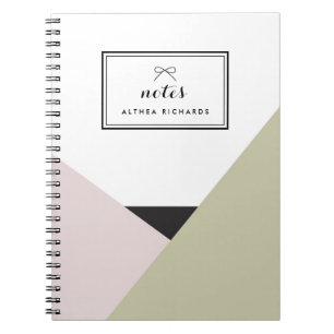 Caderno Espiral Notebook Personalizado Althea Blush & Taupe