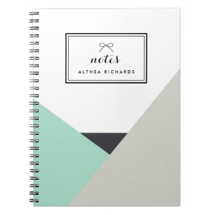 Caderno Espiral Notebook Personalizado Althea Mint & Cinza