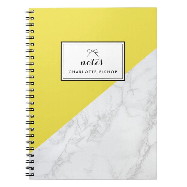 Caderno Espiral Notebook Personalizado Amarelo Amarelo Branco Mode (Frente)