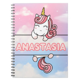 Caderno Espiral Notebook Personalizado Anastasia Unicorn Girlie