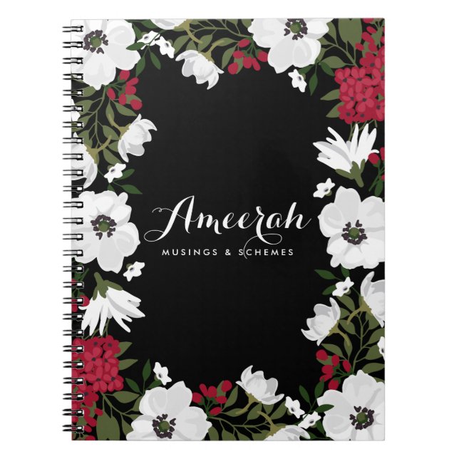 Caderno Espiral Notebook Personalizado Blooms de Anêone Vermelho (Frente)