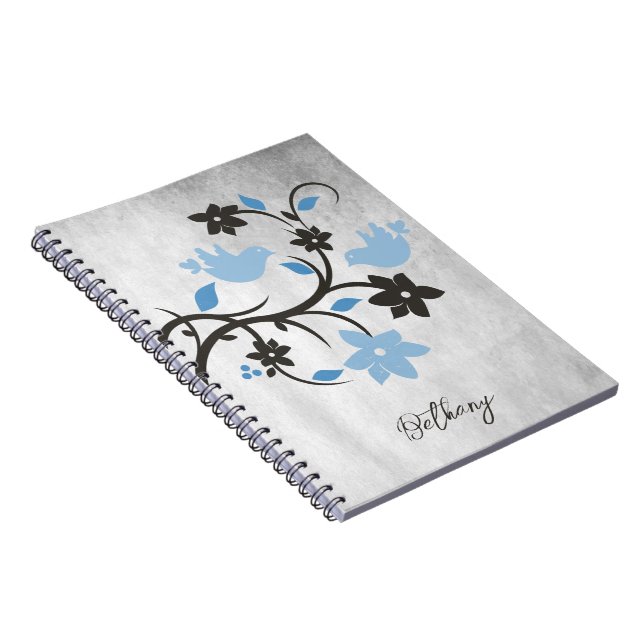 Caderno Espiral Notebook Personalizado Blue Lovebird (Lado Direito)