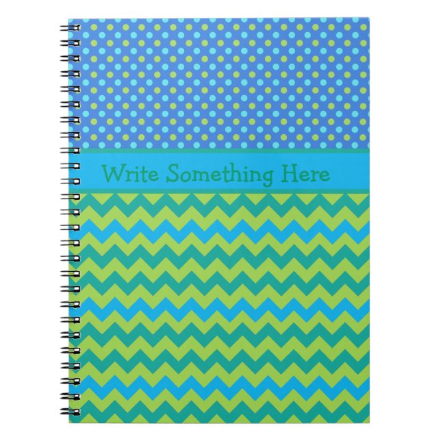 Caderno Espiral Notebook Personalizado: Bolinhas e Chevrons (Frente)
