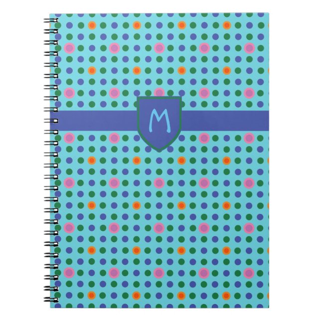 Caderno Espiral Notebook personalizado Bolinhas Monograma ou Jotte (Frente)