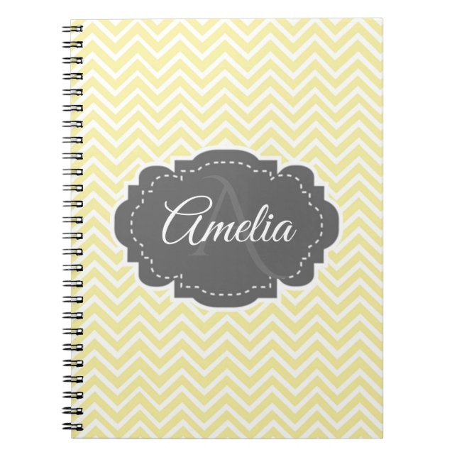 Caderno Espiral Notebook Personalizado Chevron Amarelo (Frente)