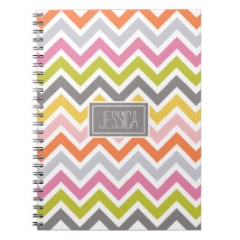 Caderno Espiral Notebook personalizado Chevron colorido