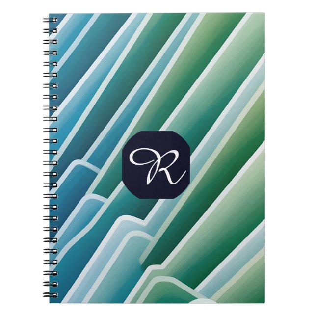 Caderno Espiral Notebook personalizado com Abstrato azul moderno (Frente)