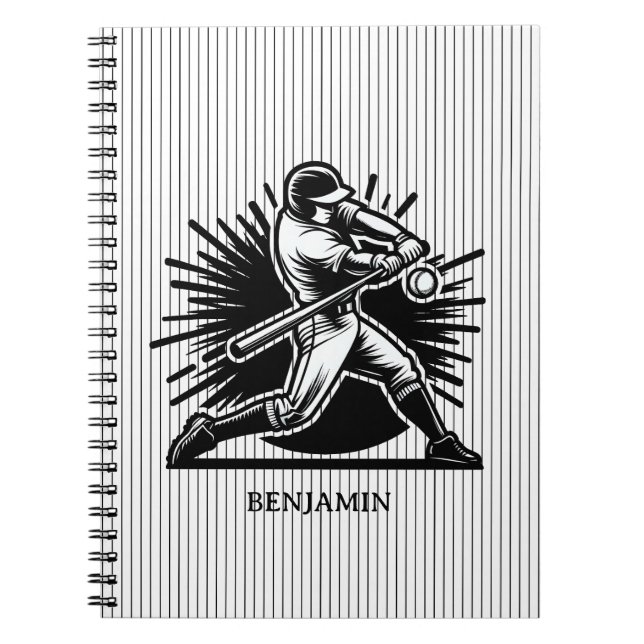 Caderno Espiral Notebook personalizado com bateria de beisebol (Frente)