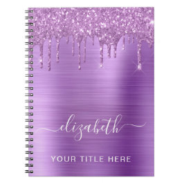 Caderno Espiral Notebook personalizado com brilho roxo