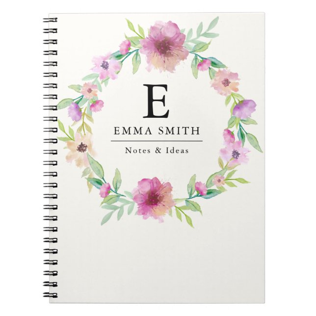 Caderno Espiral Notebook personalizado com Buquê de flores (Frente)