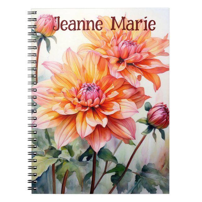 Caderno Espiral Notebook personalizado com design de flor (Frente)