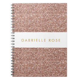 Caderno Espiral Notebook Personalizado com Faixa Glitter Dourada r