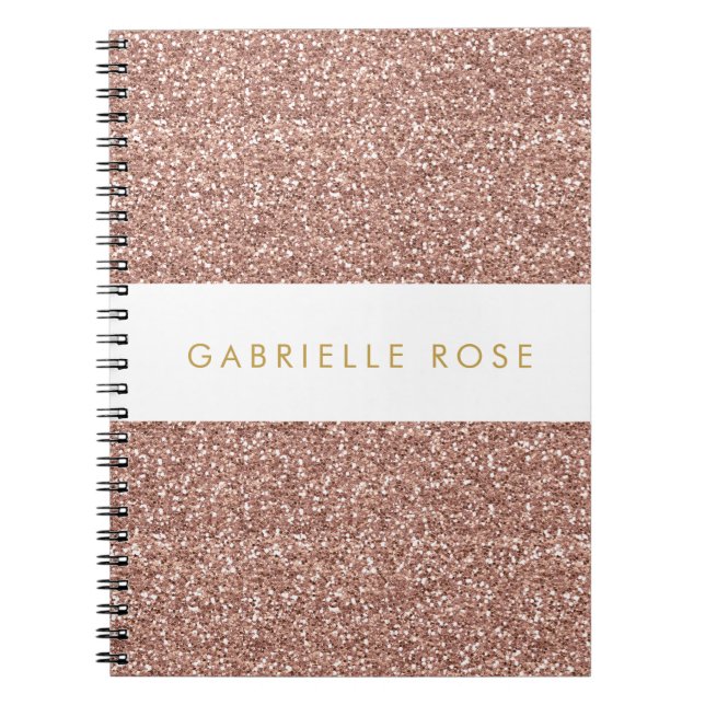 Caderno Espiral Notebook Personalizado com Faixa Glitter Dourada r (Frente)