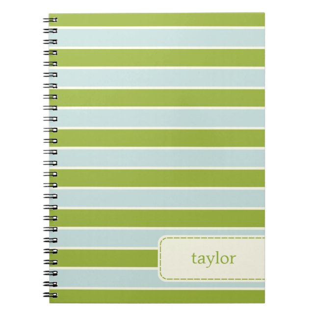 Caderno Espiral Notebook Personalizado com Faixa Moderna - Verde/A (Frente)
