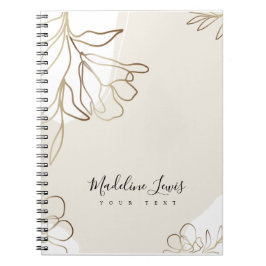 Caderno Espiral Notebook personalizado com flores Douradas