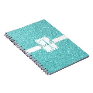 Caderno Espiral Notebook Personalizado com Glitter de Teal