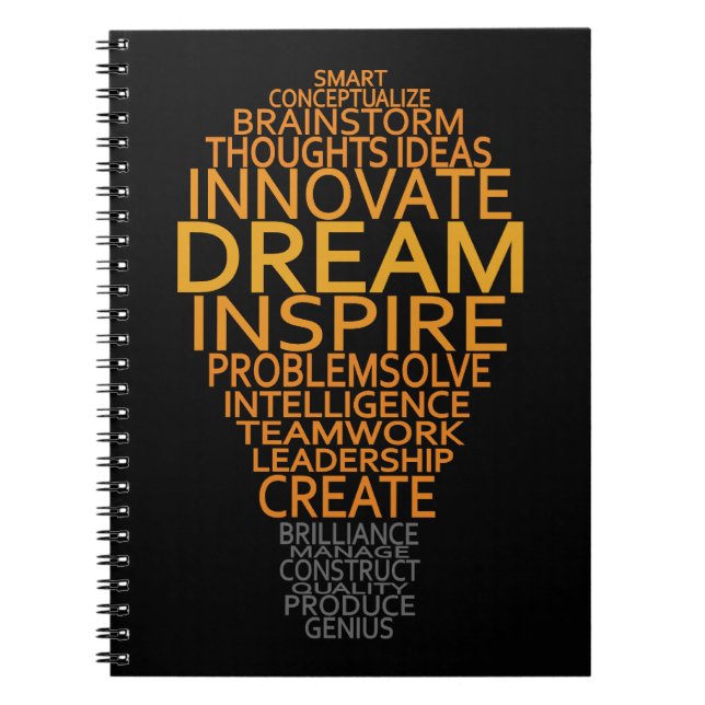 Caderno Espiral Notebook personalizado com lâmpada Inspiracional (Frente)