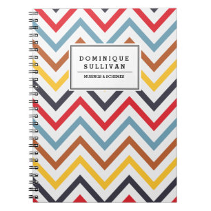 Caderno Espiral Notebook Personalizado com Padrão Chevron Retroati