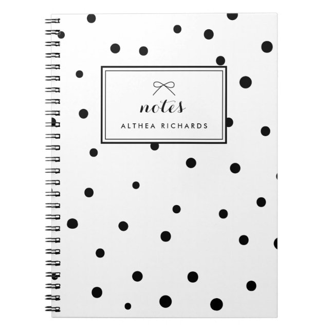 Caderno Espiral Notebook Personalizado com Padrão de Pontos Negros (Frente)