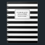 Caderno Espiral Notebook Personalizado com Stripes Pretas e Branca<br><div class="desc">Notebook personalizável com padrão de listras preto e branco. Você pode editar o texto ou excluí-lo completamente.</div>