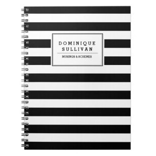 Caderno Espiral Notebook Personalizado com Stripes Pretas e Branca