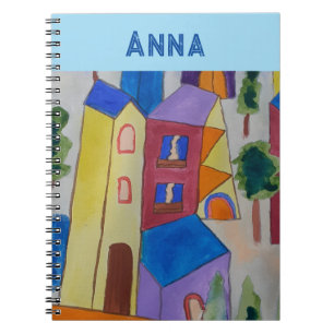 Caderno Espiral Notebook personalizado da vila abstrato de verão