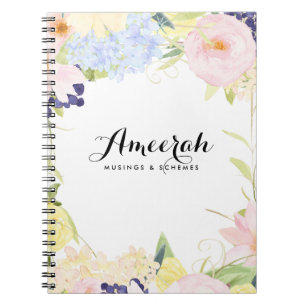 Caderno Espiral Notebook Personalizado das Flores de Mola Pastel